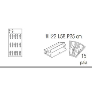 Scarpiera slim salvaspazio tre ante un cassetto Beton Cemento 63x29x h127 cm