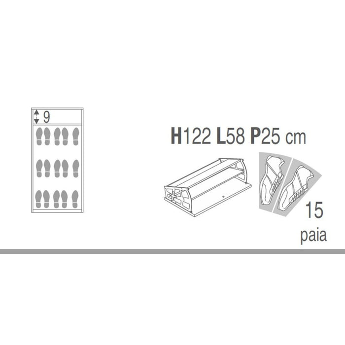 Scarpiera slim salvaspazio tre ante un cassetto Beton Cemento 63x29x h127 cm