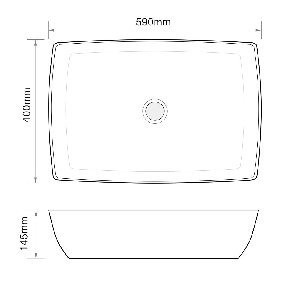 Lavabo da appoggio 59x40x14.5 cm nero opaco