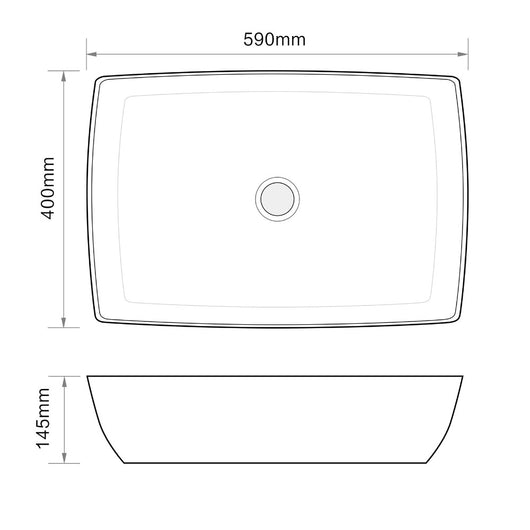 Lavabo da appoggio 59x40x14.5 cm nero opaco
