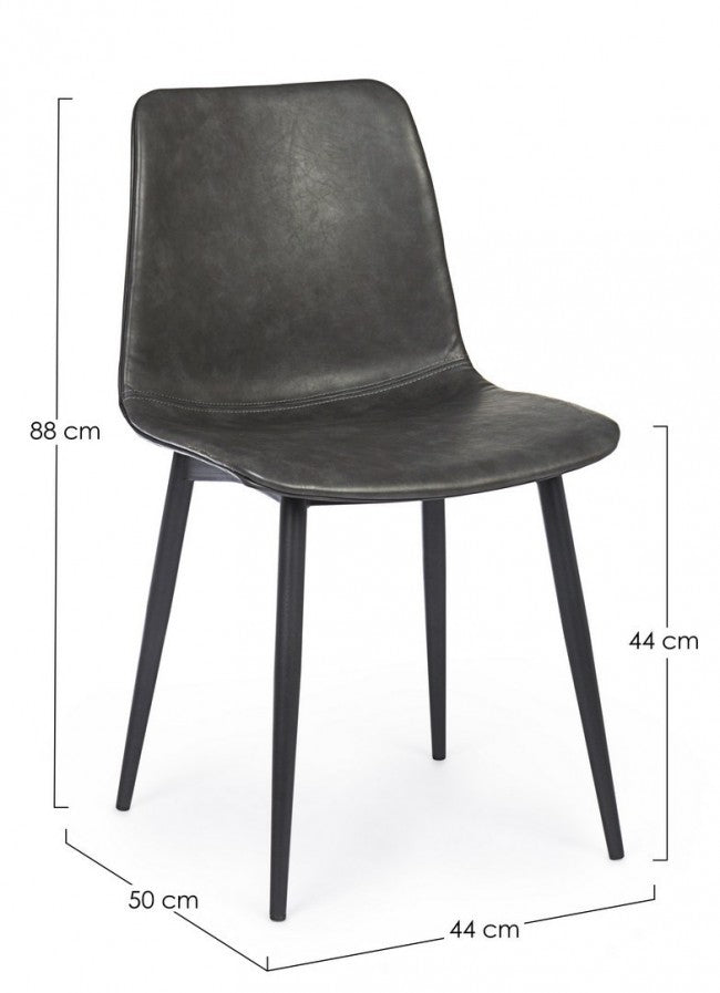 2x Sedia Kyra Pu Antracite Vintage