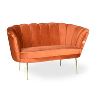 Divano due posti Orel in velluto Babyface 09 ruggine piedini oro H76xL130xP70