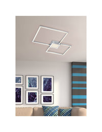 Plafoniera Hydra Doppio Quadrato Led 28w Nichel L65 cm Dimmerabile Trio Lighting