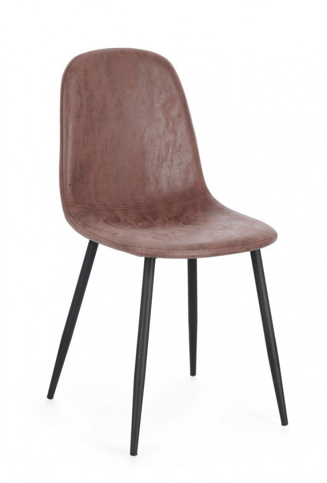 4x Sedia in ecopelle cognac 52,5x42,5x90