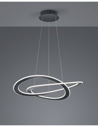 Sospensione Moderna 2 Cerchi Led Oakland Antracite Trio Lighting