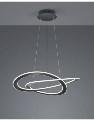 Sospensione Moderna 2 Cerchi Led Oakland Antracite Trio Lighting