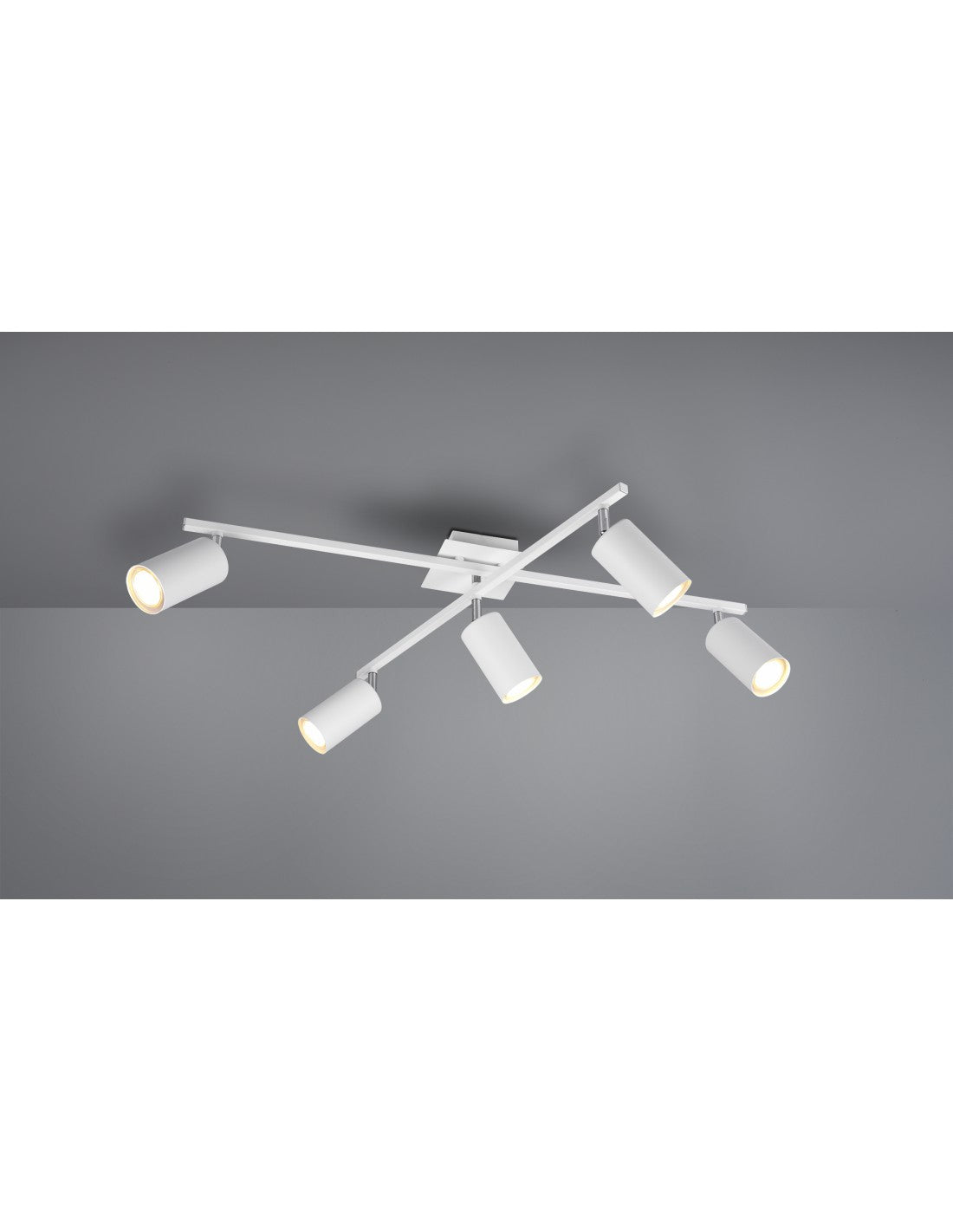 Plafoniera 5 Faretti Cilindro Spot Orientabili Marley Bianco Trio Lighting