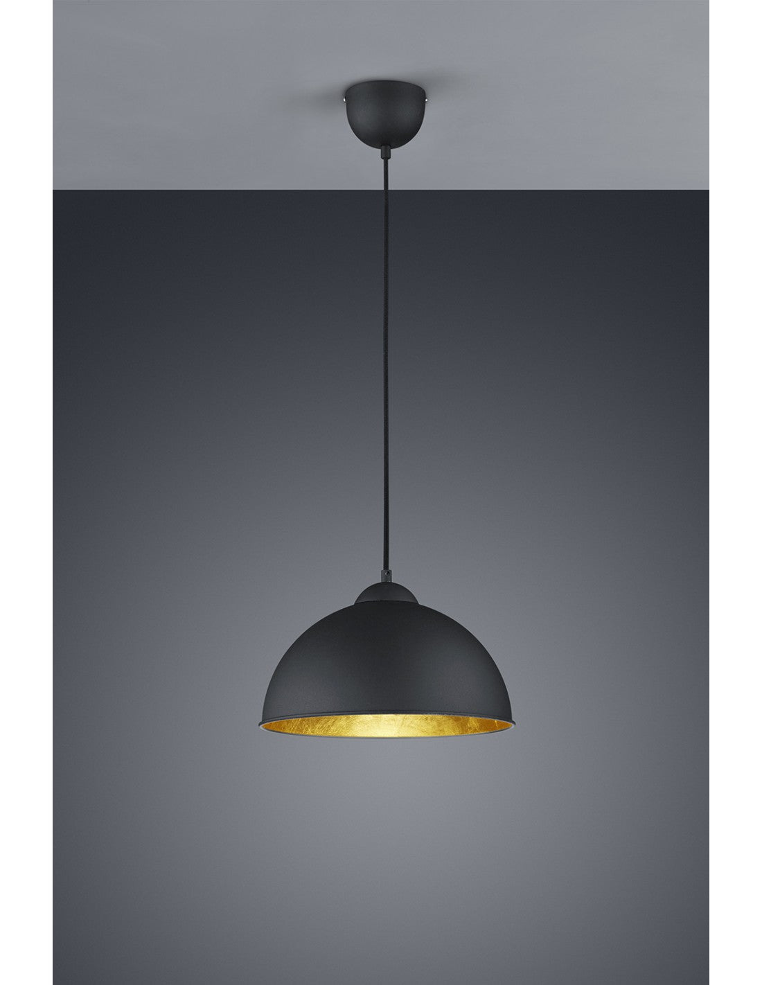 Sospensione Cupola Jimmy 1xE27 Nero E Oro Ø31 cm Trio Lighting