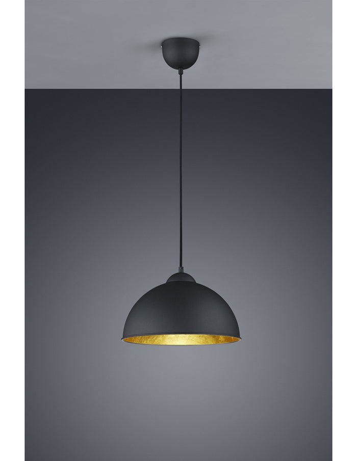 Sospensione Cupola Jimmy 1xE27 Nero E Oro Ø31 cm Trio Lighting