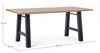 Tavolo nero in legno e acciaio stile industriale cm 180x90