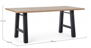 Tavolo nero in legno e acciaio stile industriale cm 180x90