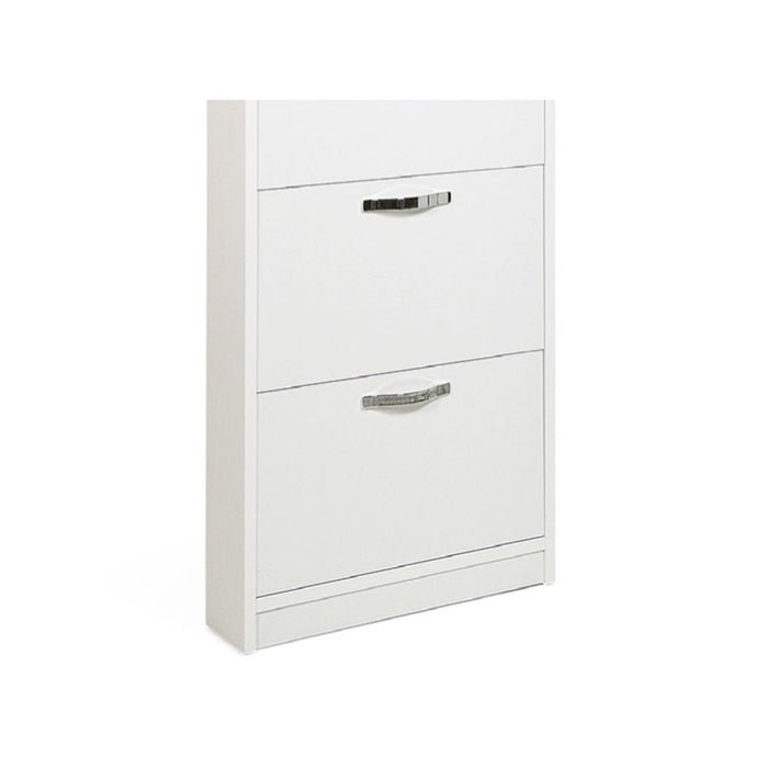 Scarpiera Slim Bianco Frassinato in legno nobilitato 5 ribalte cm 180x65x15