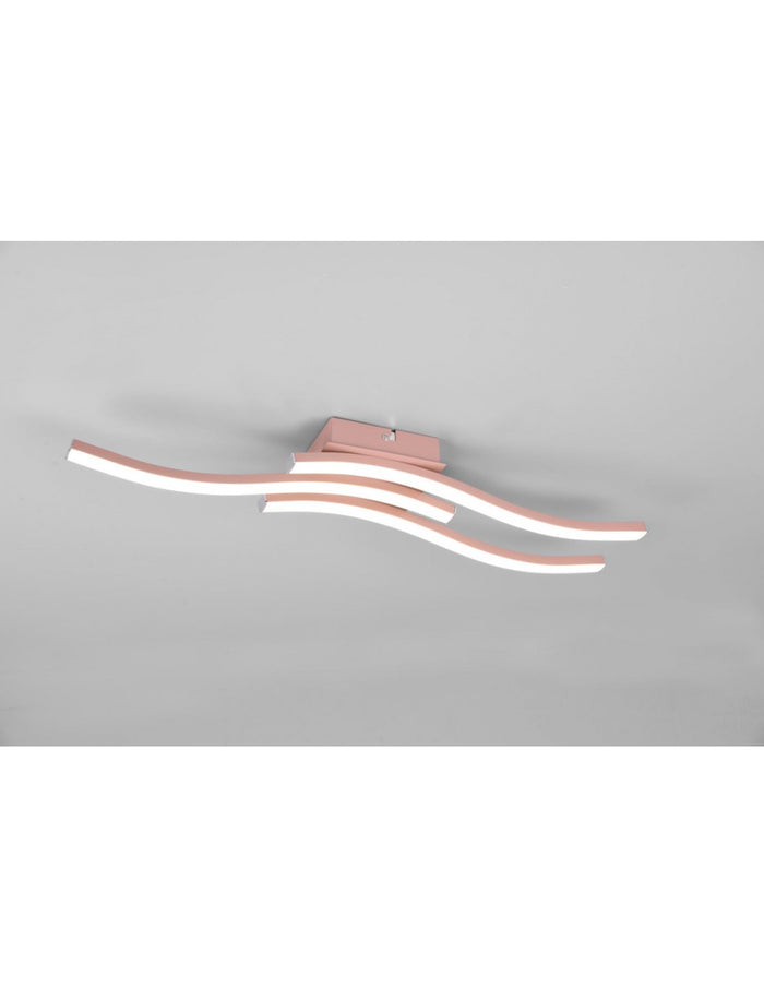 Plafoniera Soffitto Moderna 3 Bacchette Led 4000k Route Oro Rosa Trio Lighting
