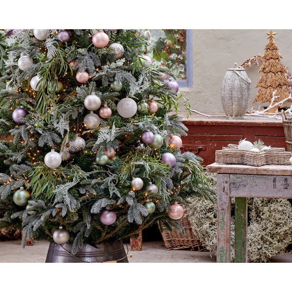 Box Da 6 Decoro Albero Natale Vetro Pallina Verde Salvia Opaco Cm 6