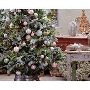 Box Da 6 Decoro Albero Natale Vetro Pallina Verde Salvia Opaco Cm 6