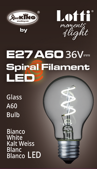 Lampada E27 36V goccia spiral Ø60mm