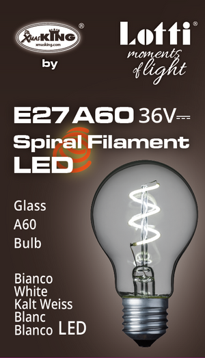 Lampada E27 36V goccia spiral Ø60mm