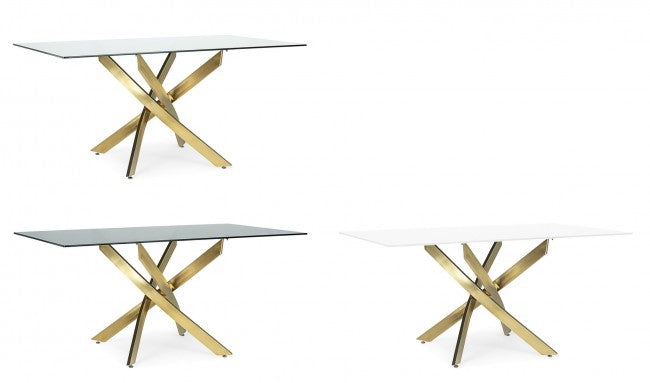 Tavolo George oro 160x90 cm in acciaio