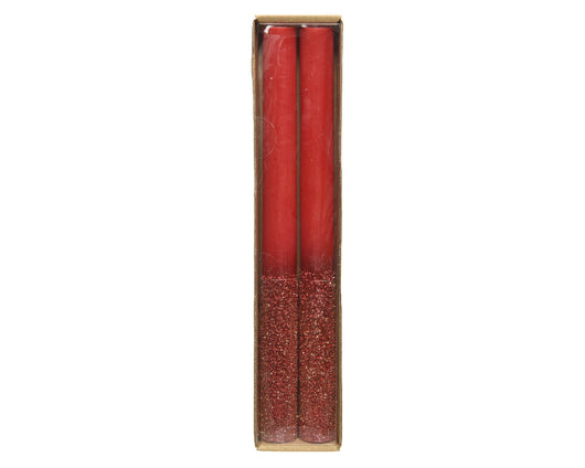 Candele colore rosso con glitter H 25 cm