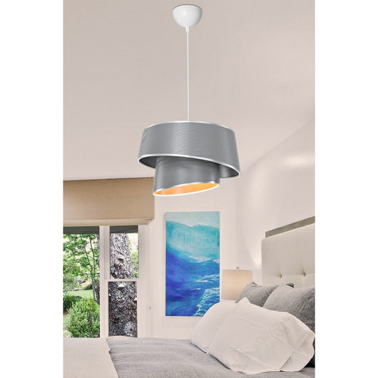 Lampada da soffitto Lima MDL5132 con paralume in tessuto grigio H65xL32.5
