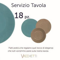 Piatto servizio 18 pz turchese-tortora cm27x27h26