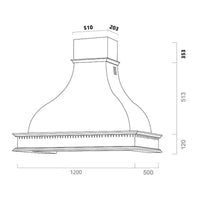 Cappa cucina rustica bianca FAMILY con cornice in legno intarsio cm 120