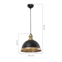 Lampada da soffitto Astek ASZ1637 con paralume in metallo nero H90xL29.5