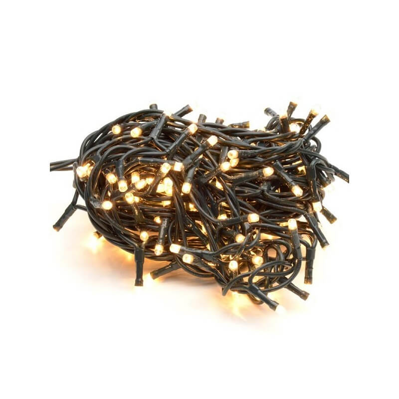 Catena luminosa natalizia con 500 led bianco caldo, lunghezza 25 + 5 mt, adatta all'esterno