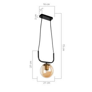 Lampada da soffitto Terena ASZ1422 in metallo nero con 1 portalampada H75xL21