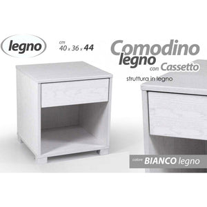 Comodino cameretta bianco cm 40 x 36 x 44 h con vano e cassetto