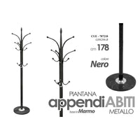 Appendiabiti piantana in metallo nero cm 178 base marmo