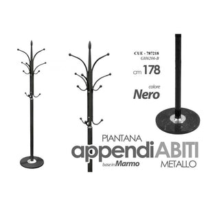 Appendiabiti piantana in metallo nero cm 178 base marmo