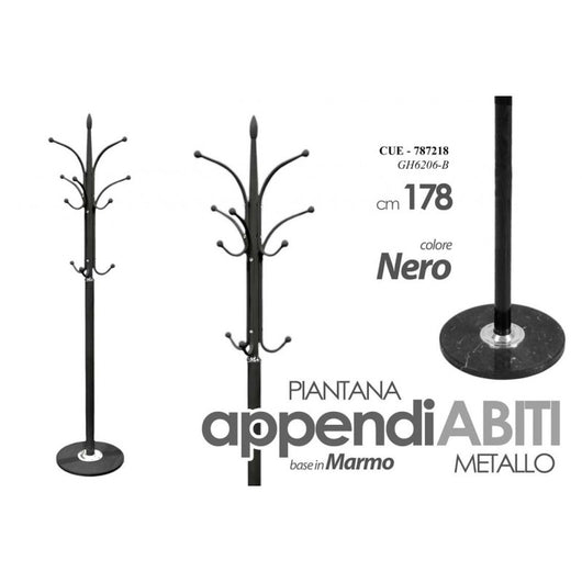 Appendiabiti piantana in metallo nero cm 178 base marmo