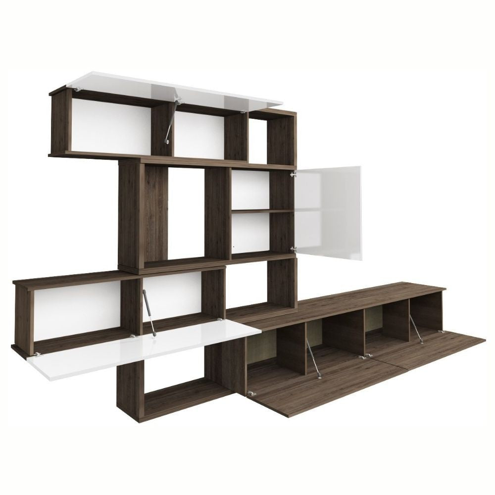 Parete attrezzata noce e bianco 187,5x48,7x293