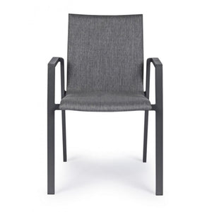 Sedia da giardino antracite con braccioli Bizzotto
