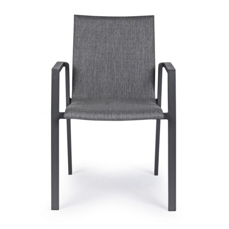 Sedia da giardino antracite con braccioli Bizzotto
