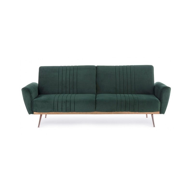 Divano letto tre posti in velluto Verde Scuro JOHNNY 210x83x h85 cm