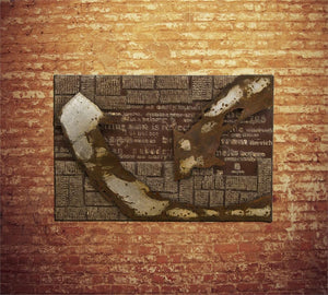 Olio su tela multicolor e telaio in metallo 120x80 cm