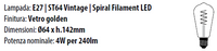 Lampada E27 ST64 4W 2200°K Golden 64x142mm