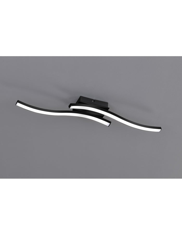 Plafoniera Soffitto Design Doppia Bacchetta Led 3000k Route Nero Trio Lighting