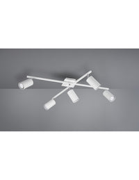 Plafoniera 5 Faretti Cilindro Spot Orientabili Marley Bianco Trio Lighting