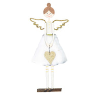 Angelo legno con cuore oro cm17x5h37