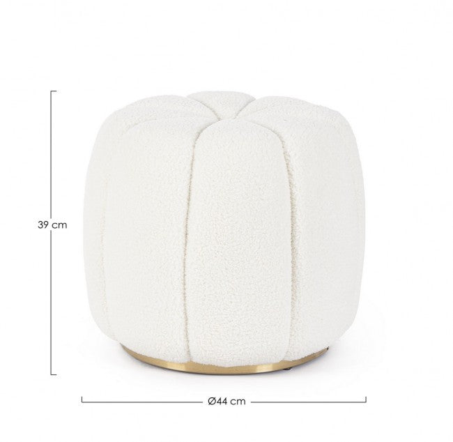 Pouff bianco D.44 x 39h in tessuto