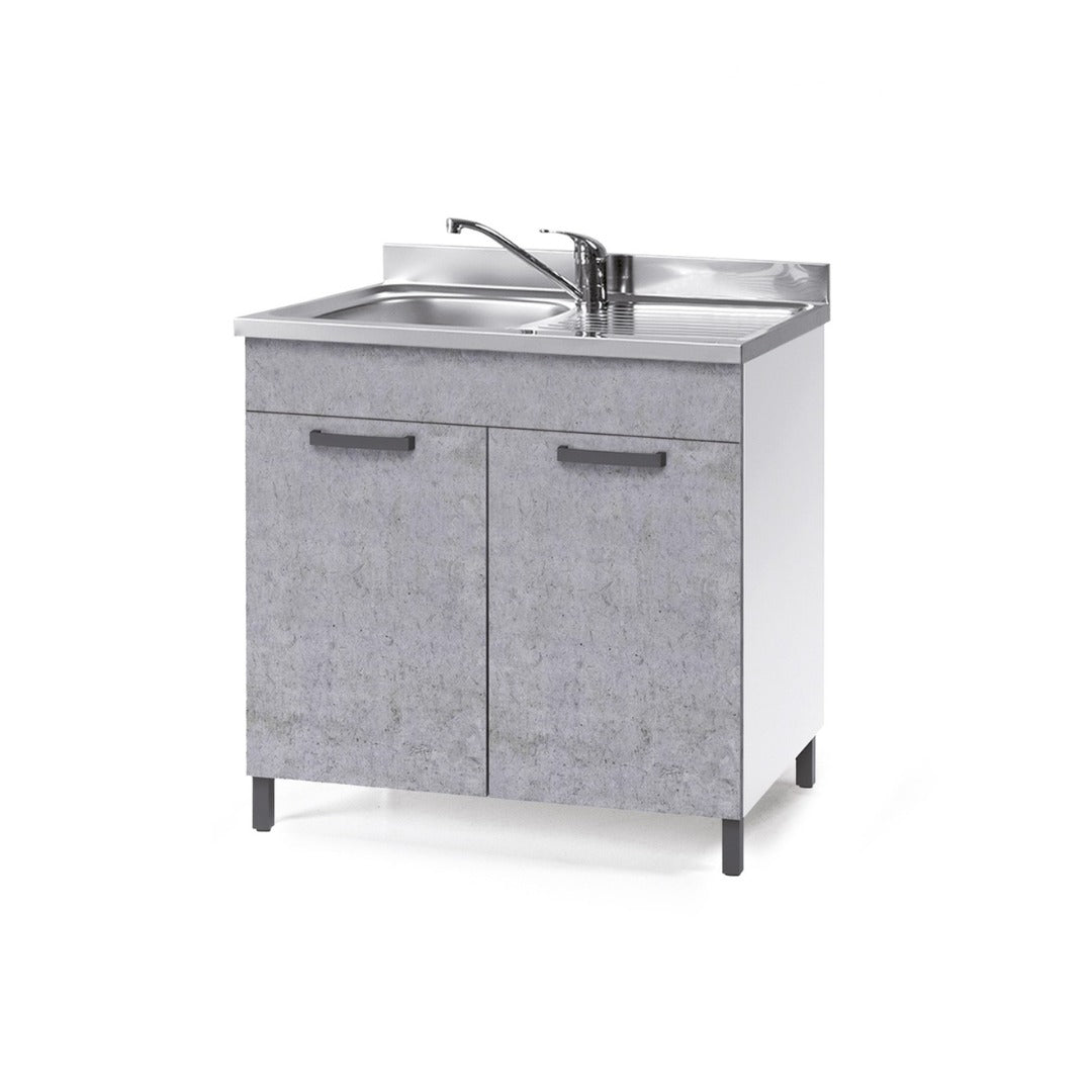 Sottolavello per cucina grigio cemento 2 ante Cm 80x50xH 85