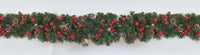 Ramone Verde Pvc Cm.28Xmt.2.70 Pigne/Ghiande Rosse/Rametti Innevati decorazione di Natale