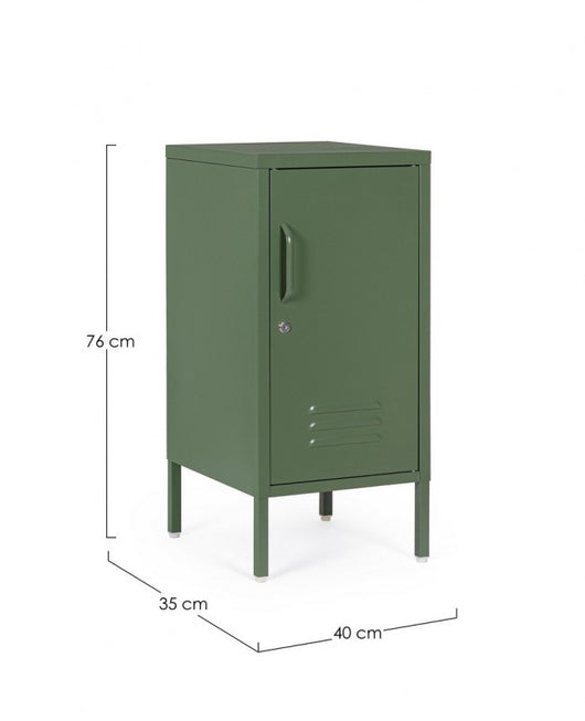 Comodino verde 40x35x76h in acciaio
