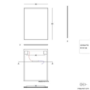 Specchio 60x80 con fascia a led retroilluminato