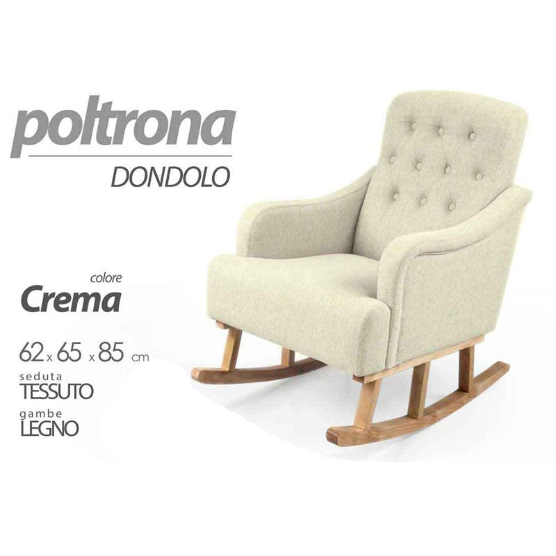 Poltrona a dondolo crema arredo chic cm 62 x 65 x 85 h