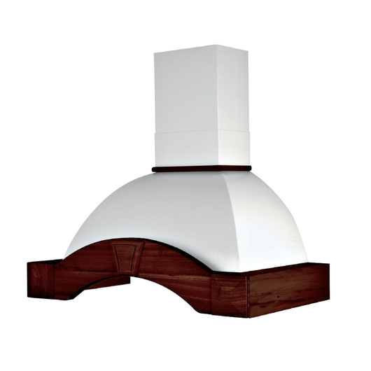Cappa cucina rustica bianca GAIA con cornice in legno intarsio cm 90