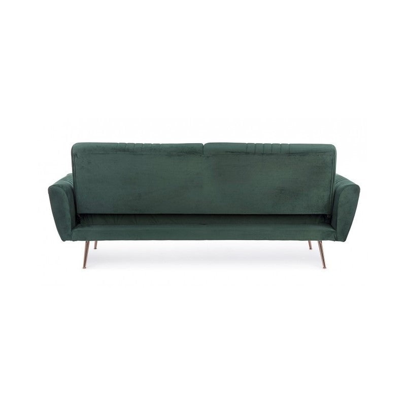 Divano letto tre posti in velluto Verde Scuro JOHNNY 210x83x h85 cm